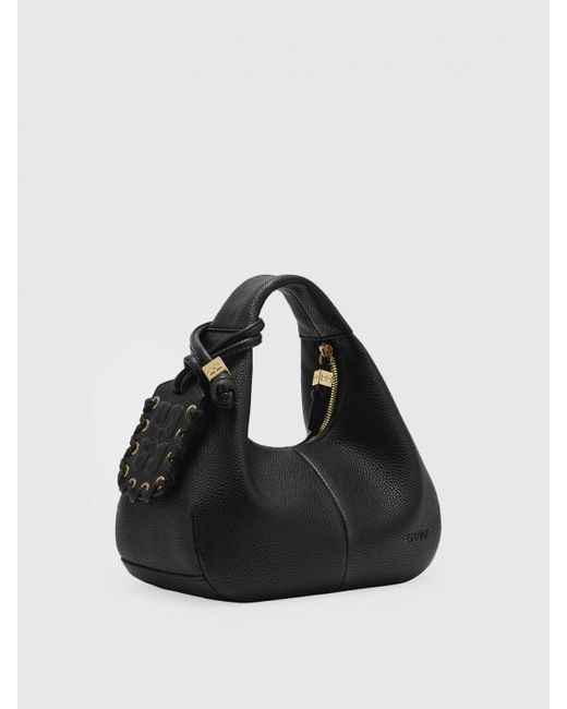 Ganni Black Recycled Leather Hobo Bag