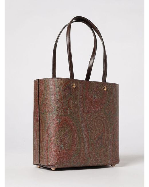 Etro Brown Essential Paisley Print Coated Cotton Bag
