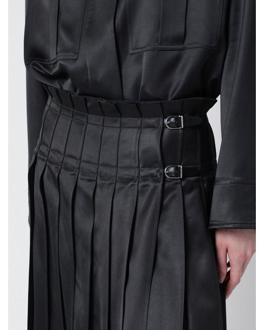 DURAZZI MILANO Black Pleated Satin Skirt