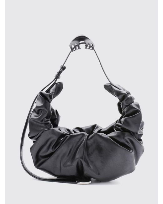 DIESEL Black Grab-D Ruched Synthetic Leather Shoulder Bag With Oval D Logo