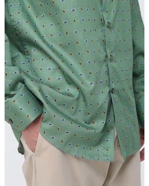 Etro Green Cotton Shirt With Paisley Print for men