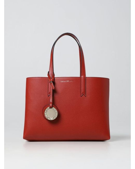 Emporio Armani Red Bag In Grained Synthetic Leather