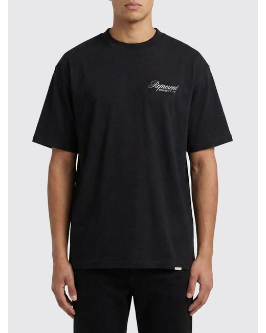 Represent Black Cotton Logo T-Shirt for men