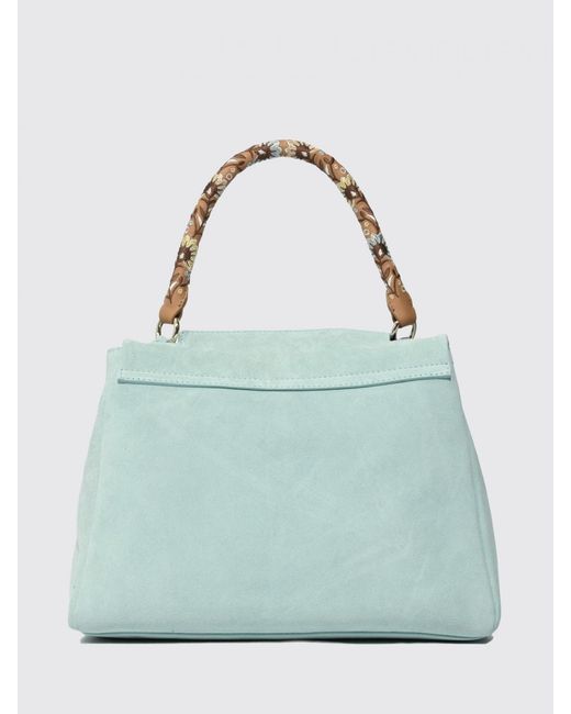 Orciani Green Sveva Soft Suede Bag With Embroidered Handle