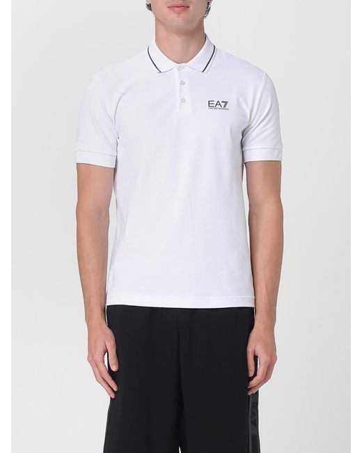 EA7 White Classic Fit Polo Shirt For A Refined Casual Style for men