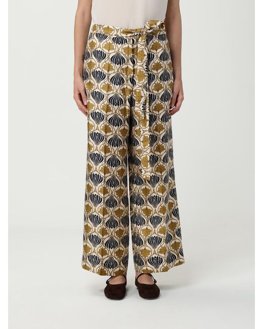 Max Mara Red Elegant Trousers With All-Over Graphic Print And Waist Tie