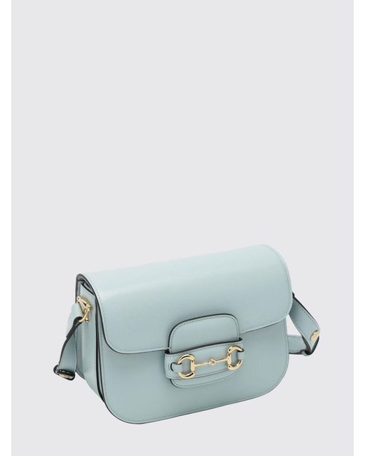 Gucci Blue Horsebit 1955 Grained Leather Bag