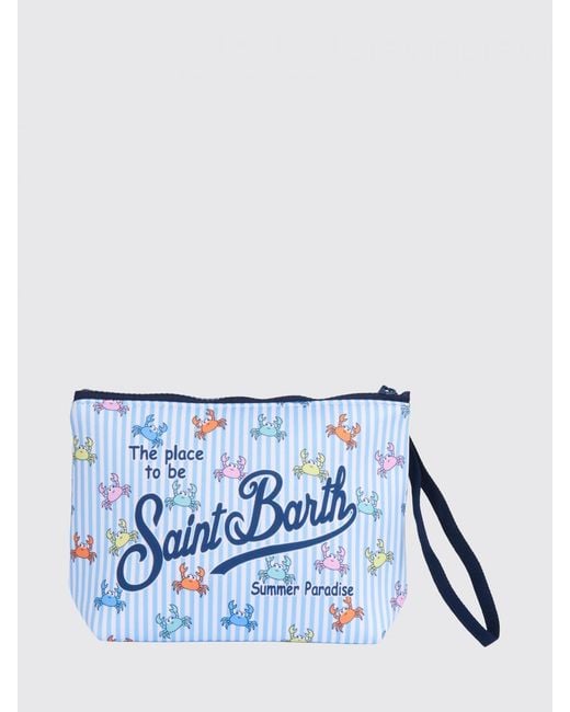 Mc2 Saint Barth Blue Aline Striped Polyester Pouch for men