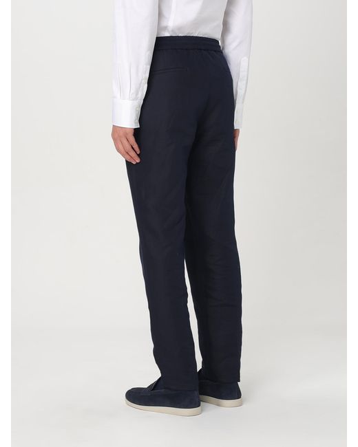 Brunello Cucinelli Blue Linen And Cotton Trousers for men