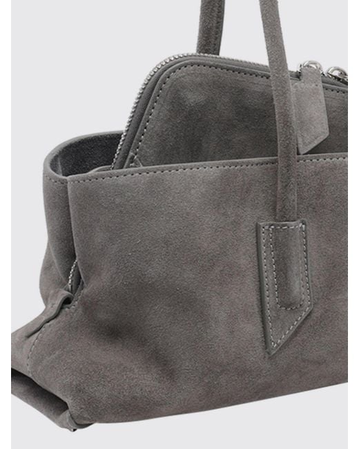 The Attico Gray La Passeggiata Asymmetrical Suede Calfskin Shoulder Bag