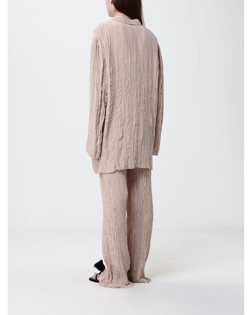 Alysi Natural Pleated Silk Blazer