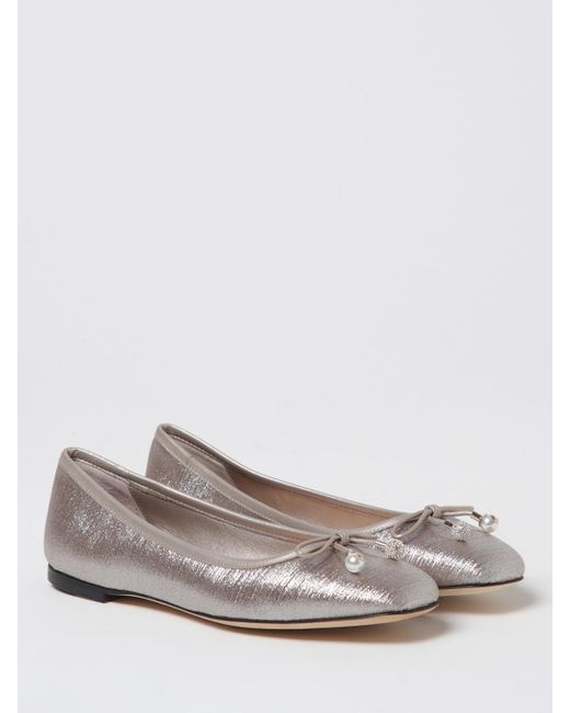 Jimmy Choo White Elme Flat Glitter Ballerina Flats