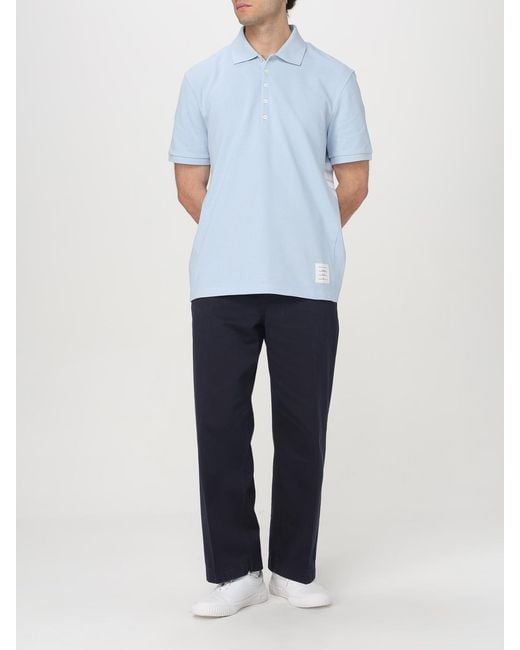 Thom Browne Blue Basic Cotton Polo Shirt for men