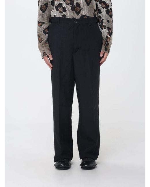 Laneus Black Linen Blend Wide-Leg Trousers for men