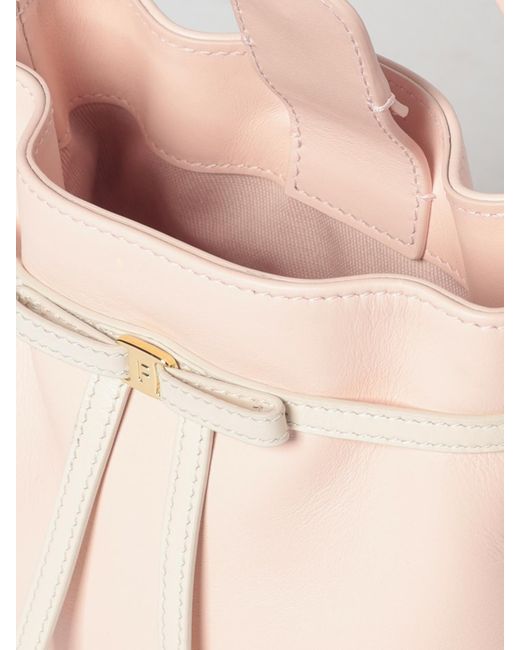 Ferragamo Natural Mini Bow Leather Bucket Bag