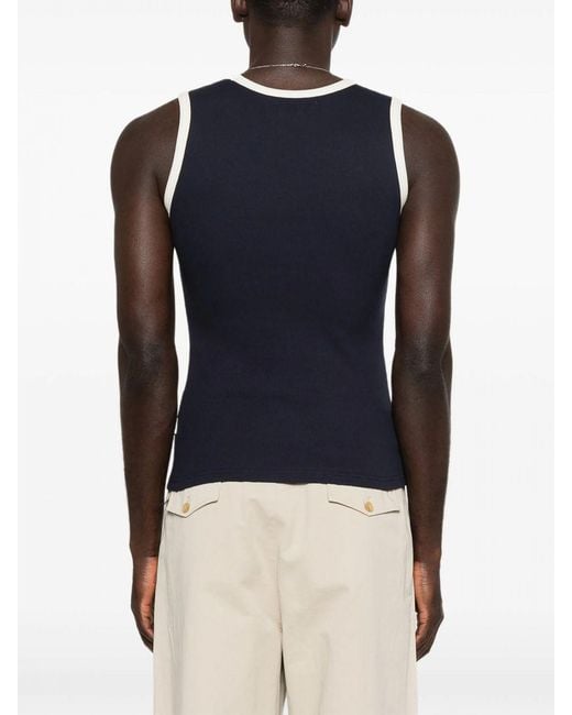 Carrera Blue Slim Fit Stretch Cotton Tank Top With Contrast Trim for men