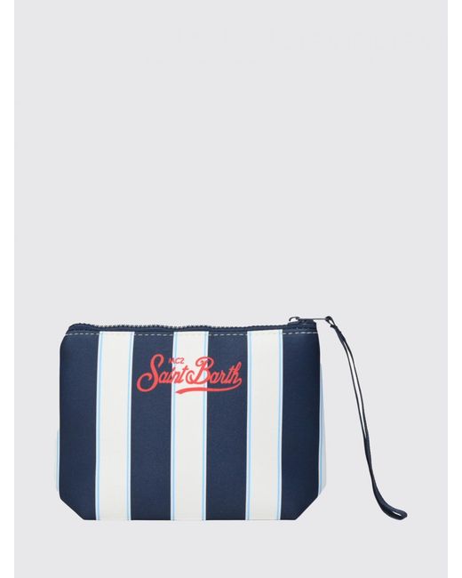 Mc2 Saint Barth Blue Aline Striped Polyester Pouch for men