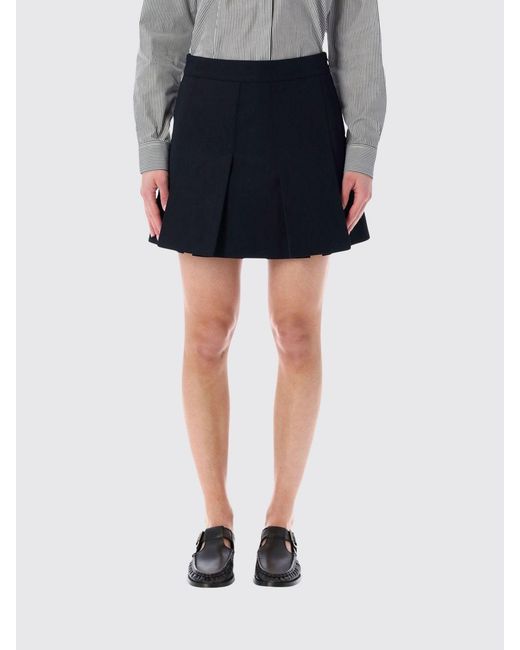 A.P.C. Black Cotton Blend And Wool Blend Skirt