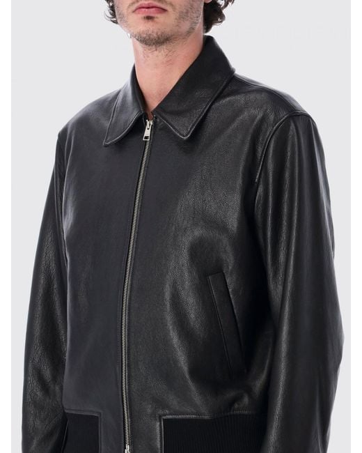 AMI Black Leather Jacket for men