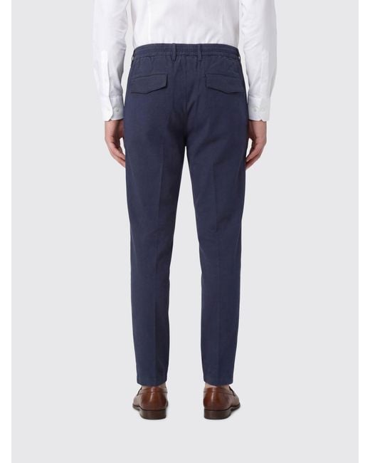Eleventy Blue Stretch Cotton Trousers for men