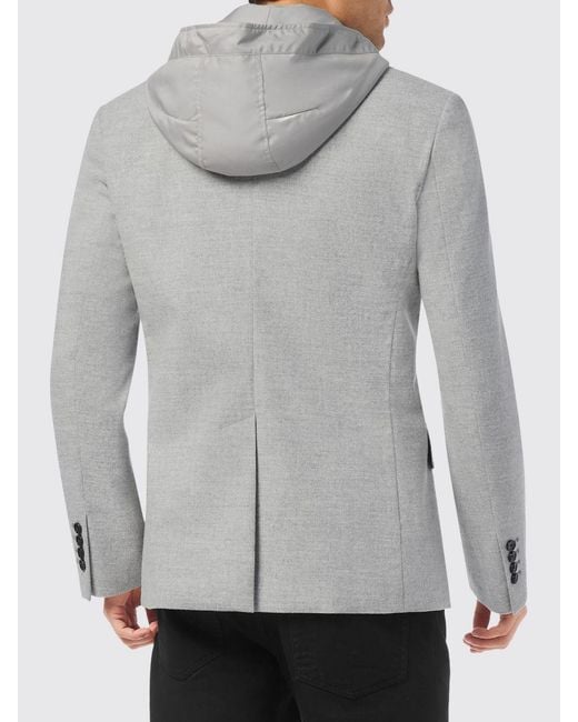 Billionaire Gray Single-Breasted Hooded Blazer for men