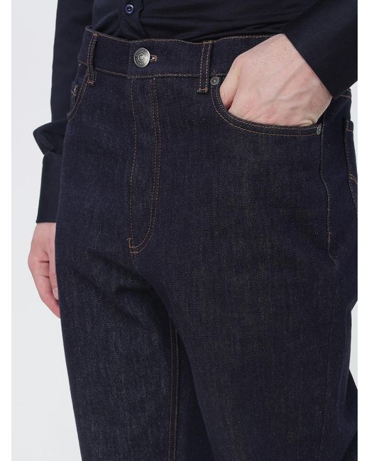 Brunello Cucinelli Blue Slim Fit Five-Pocket Cotton Jeans for men