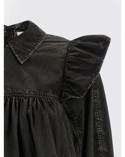 Ganni Black Organic Cotton Denim Blouse