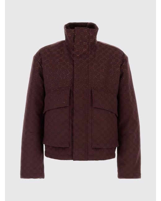 Gucci Red Gg Cotton Jacket With Rhinestones for men