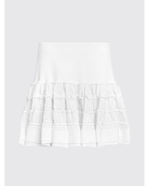 Alaïa White Ruffled Wool Mini Skirt