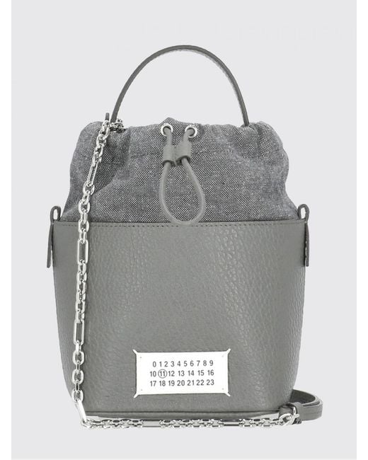 Maison Margiela Gray 5Ac Mini Grained Leather Bucket Bag