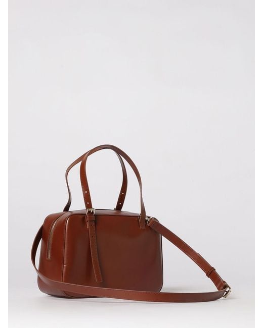 A.P.C. Brown Virginie Box Glossy Leather Bag