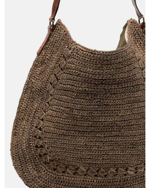 IBELIV Brown Meva Crocheted Raffia Hobo Bag