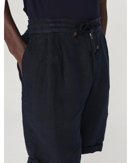 Brunello Cucinelli Blue Linen Drawstring Shorts for men
