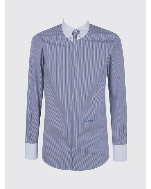 DSquared² Blue Striped Cotton Shirt for men