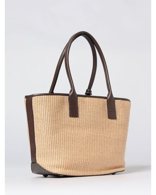Hogan Natural Address Raffia Tote Bag With Logo