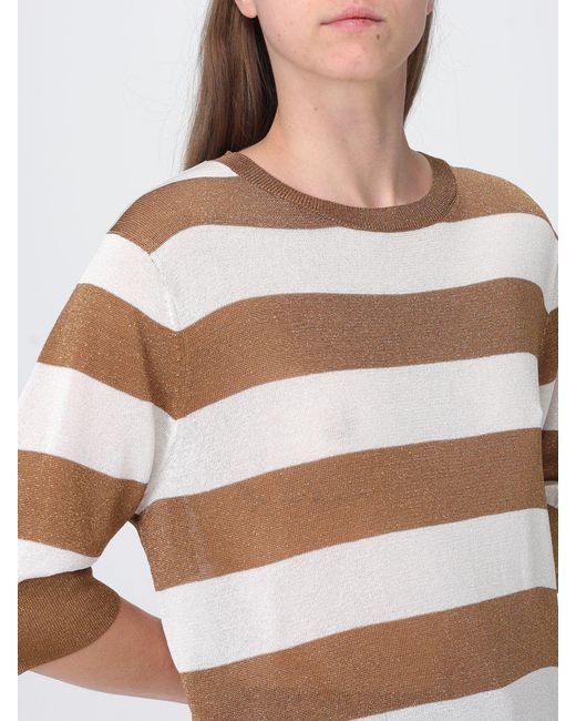 Kangra Brown Striped Viscose Blend Sweater