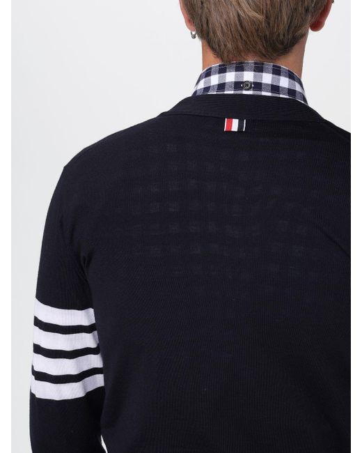 Cardigan Di Lana A Righe di Thom Browne in Blue da Uomo