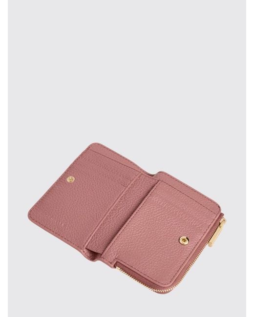 Coccinelle Pink Metallic Soft Bifold Grained Leather Wallet