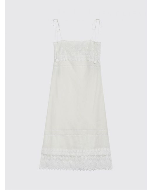 Valentino White Linen And Lace Slip Dress