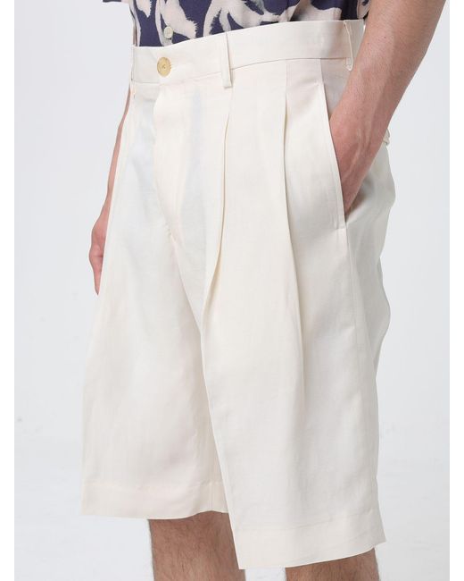 Laneus White Cotton Bermuda Shorts for men