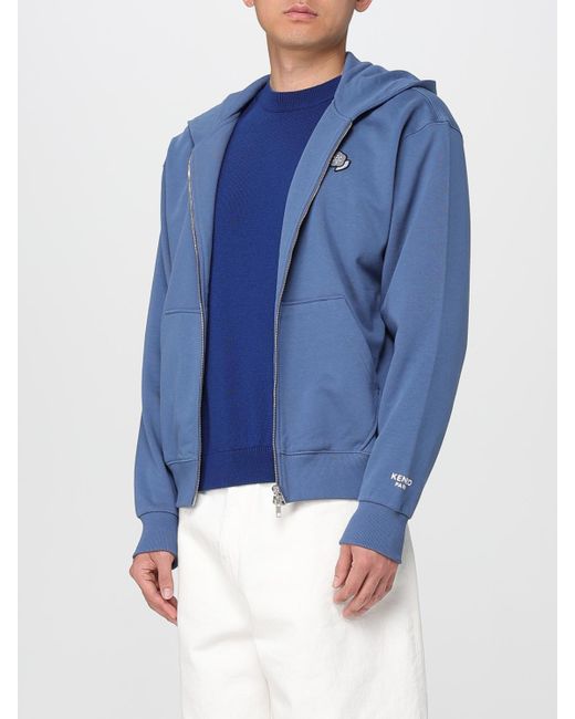 Felpa Con Cappuccio E Zip di KENZO in Blue da Uomo