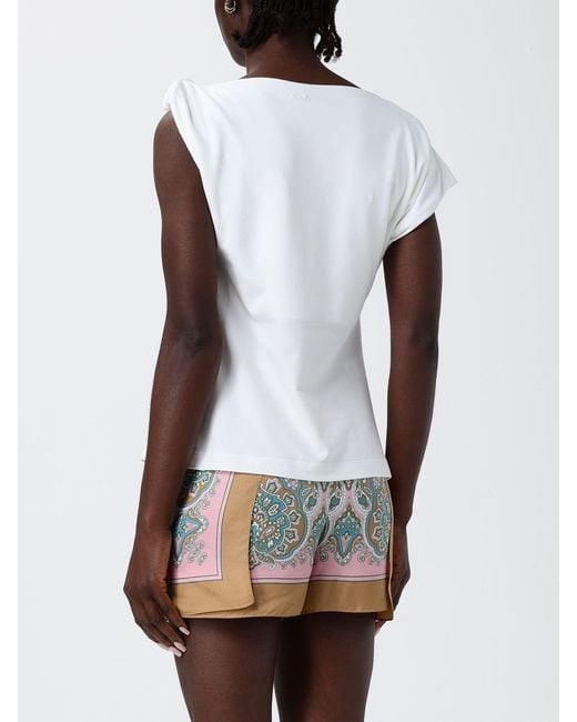 Pinko White Jersey One-Shoulder Top