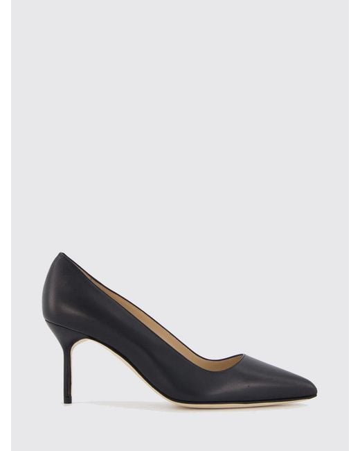 Manolo Blahnik Black Tora Suede Almond-Toe Pumps With A Mid Stiletto Heel