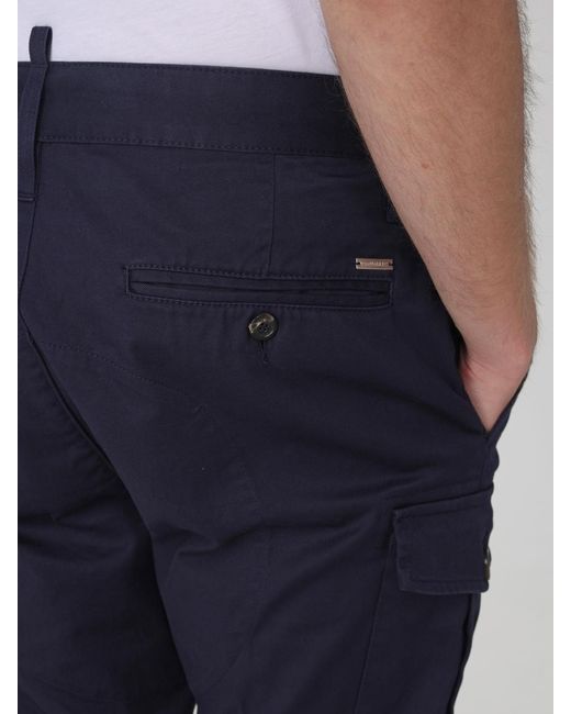 DSquared² Blue Stretch Cotton Cargo Trousers for men