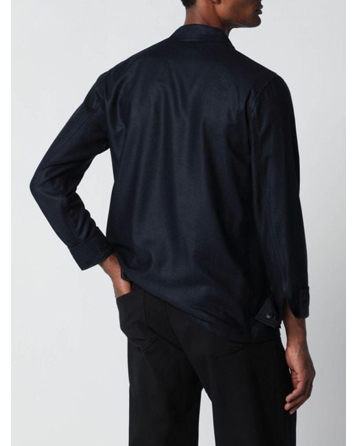 Tagliatore Blue Silk Overshirt for men