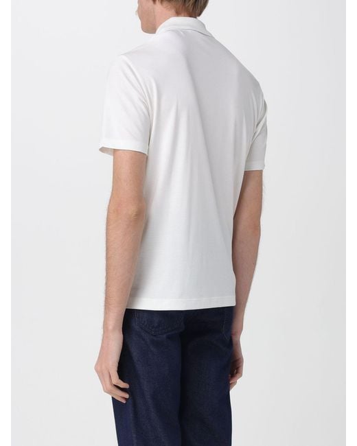 Emporio Armani White Silk Blend Polo Shirt for men