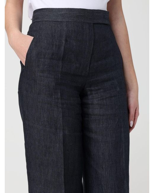 Max Mara Blue Deserto Linen Palazzo Trousers