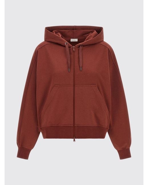 Brunello Cucinelli Red Cotton Hoodie