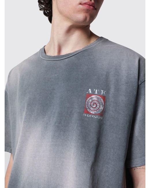 GALLERY DEPT. Gray Abstract Logo Print Cotton T-Shirt With Dropped Shoulders for men