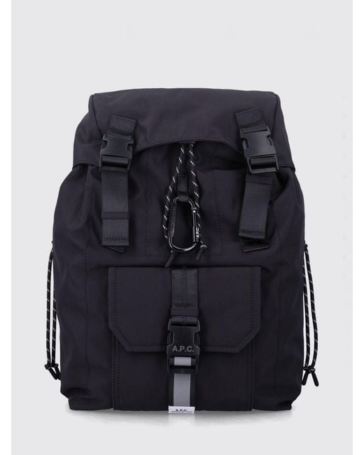 A.P.C. Blue Trek Nylon Backpack With Padded Straps And Flap Closure for men